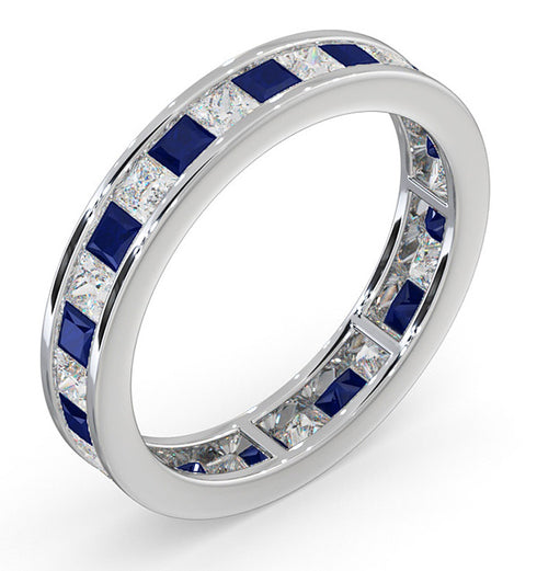 Eternity Ring Lauren Diamonds G/VS and Sapphire 2.30CT -Platinum